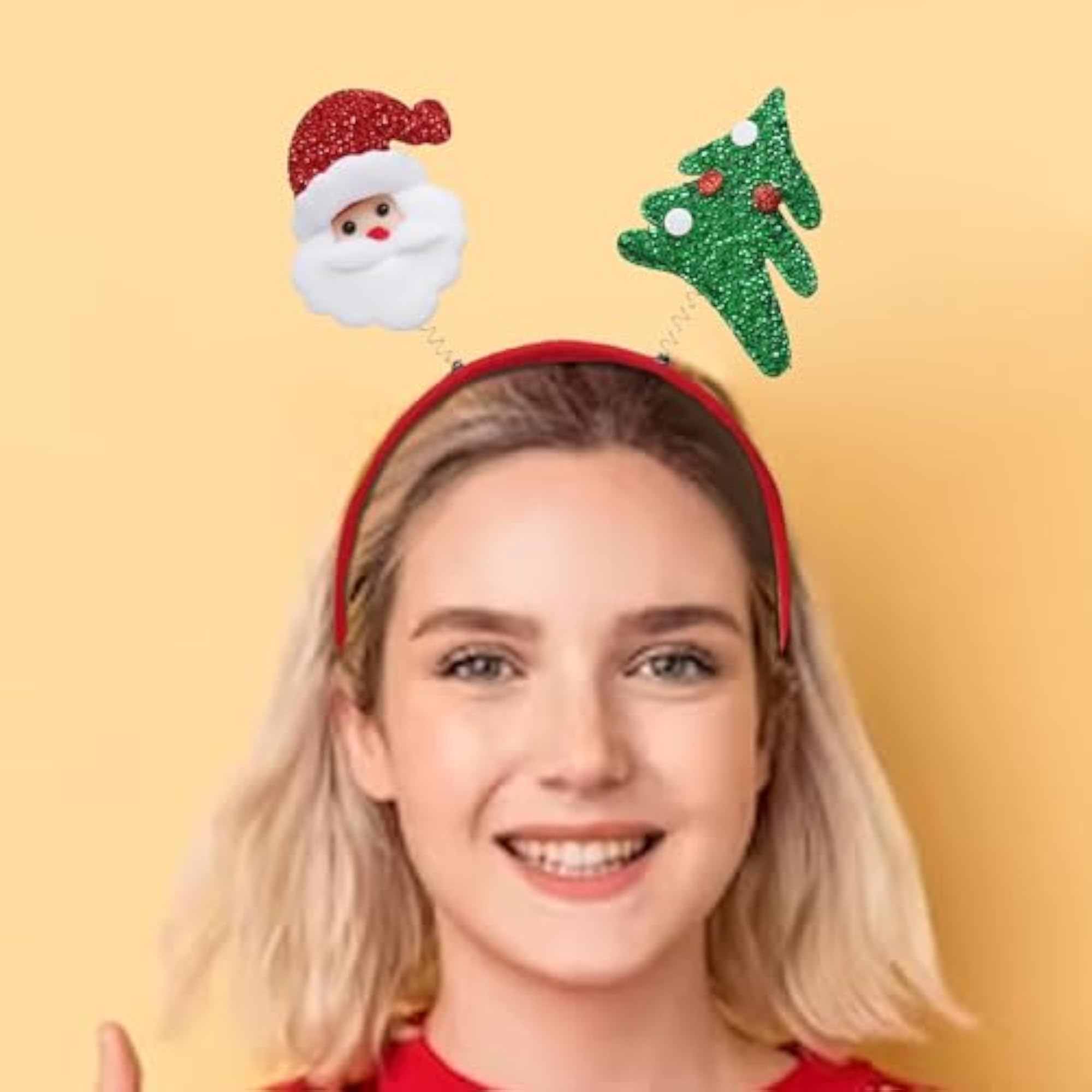 Christmas Headband with Glitter Santa Claus Design